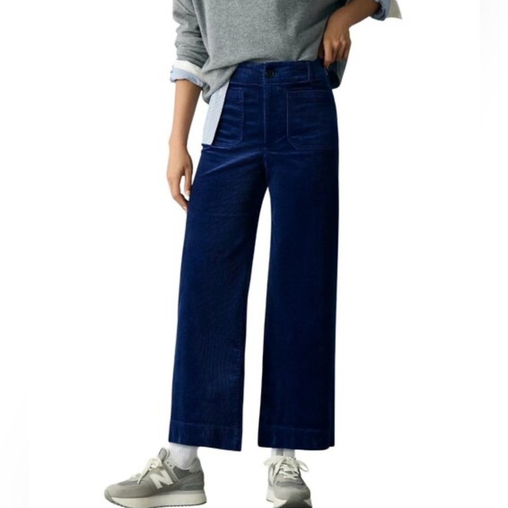 MAEVE The Colette Corduroy Deep Blue Wide-Leg Flare Pants Anthropologie Size 25T